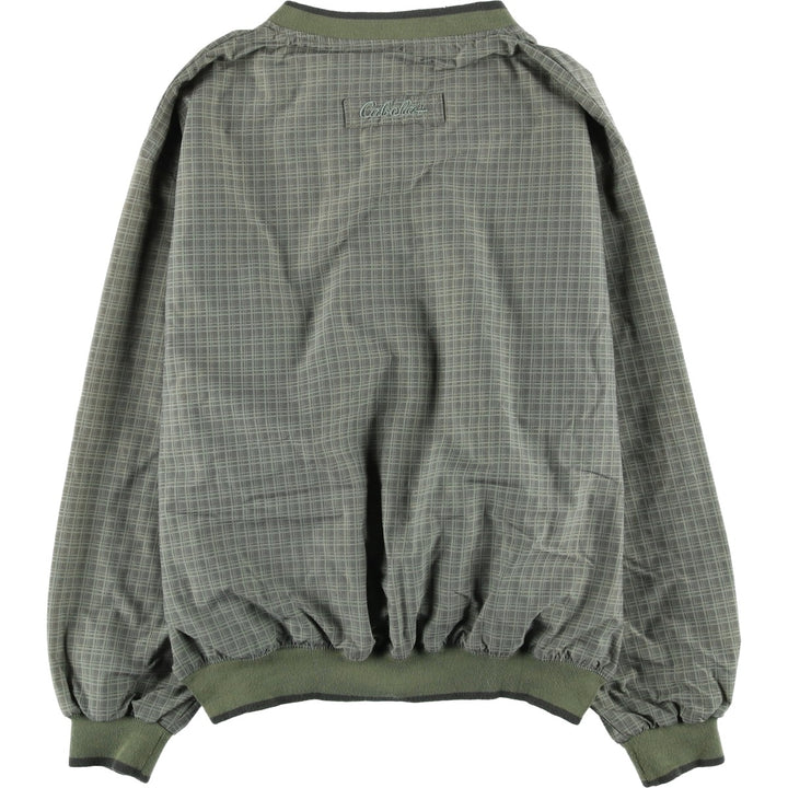 90s-00'S Cabelas Check Pattern V-Neck Nylon Pullover, Men's Size Medium Polyurethane Coated Nylon Khaki type Vintage Second Hand