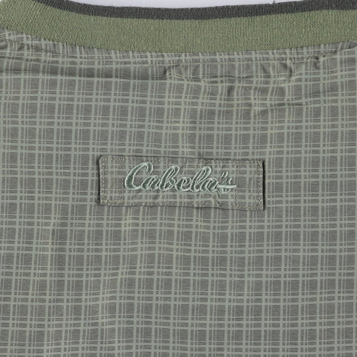 90s-00'S Cabelas Check Pattern V-Neck Nylon Pullover, Men's Size Medium Polyurethane Coated Nylon Khaki type Vintage Second Hand