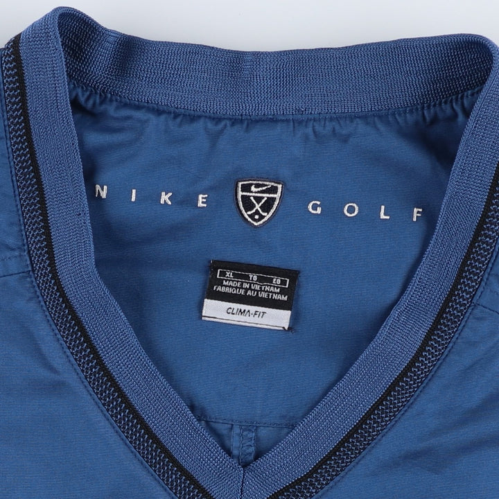 2000'S Nike Golf CLIMA-FIT V-Neck Warm-Up Pullover, Men's Size XL polyester blue type Vintage Second Hand