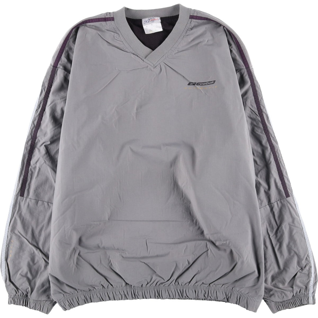Reebok V-neck nylon pullover, men's size M Nylon gray type Vintage Second Hand
