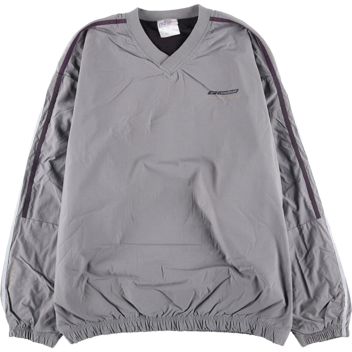 Reebok V-neck nylon pullover, men's size M Nylon gray type Vintage Second Hand