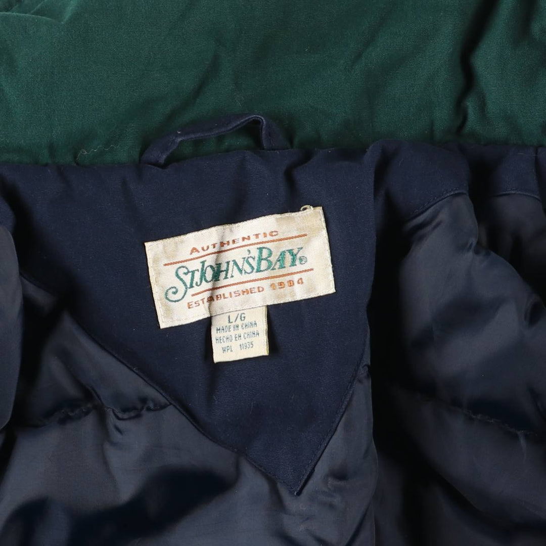 90'S St. John's Bay padded puffer jacket, men's size L cotton navy blue type Vintage Second Hand