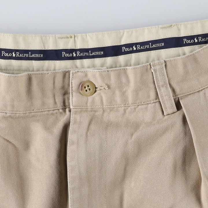 Ralph Lauren Polo Ralph Lauren Two-pleat Chino Pants for Men, W34 equivalent cotton Beige type Vintage Second Hand