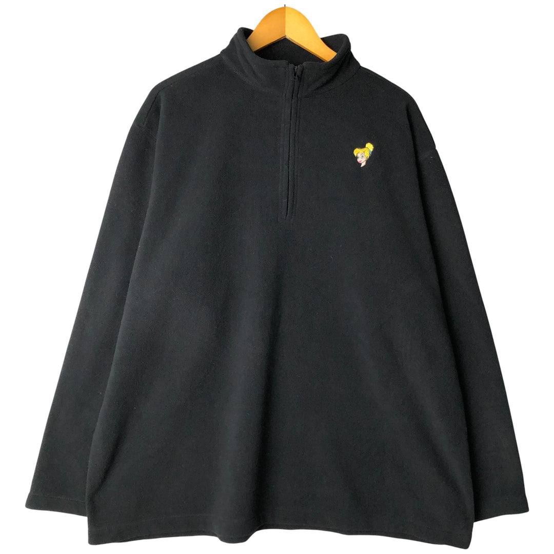 2000'S Disney Tinker Bell Half-Zip Fleece Pullover, Men's Size Small polyester black type Vintage Second Hand