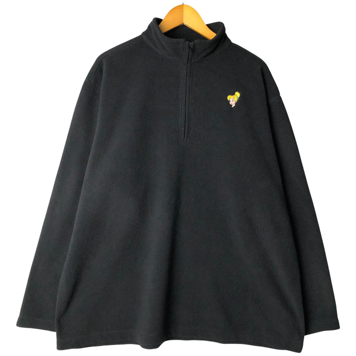 2000'S Disney Tinker Bell Half-Zip Fleece Pullover, Men's Size Small polyester black type Vintage Second Hand