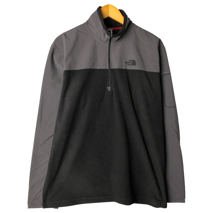 The North Face Half-Zip Nylon and Fleece Pullover, Men's Size L polyester gray type Vintage Second Hand