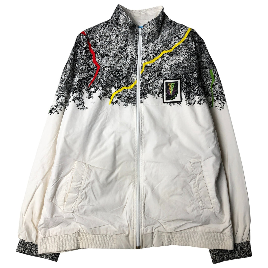 Vintage 1980'S Adidas Stefan Edberg model all-over print windbreaker, made in Spain, men's size XL cotton white type Vintage Second Hand