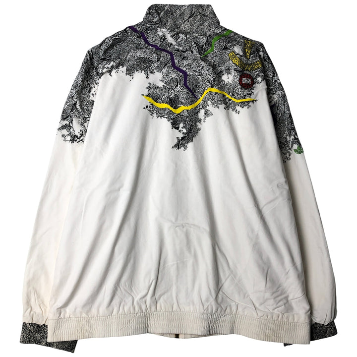 Vintage 1980'S Adidas Stefan Edberg model all-over print windbreaker, made in Spain, men's size XL cotton white type Vintage Second Hand