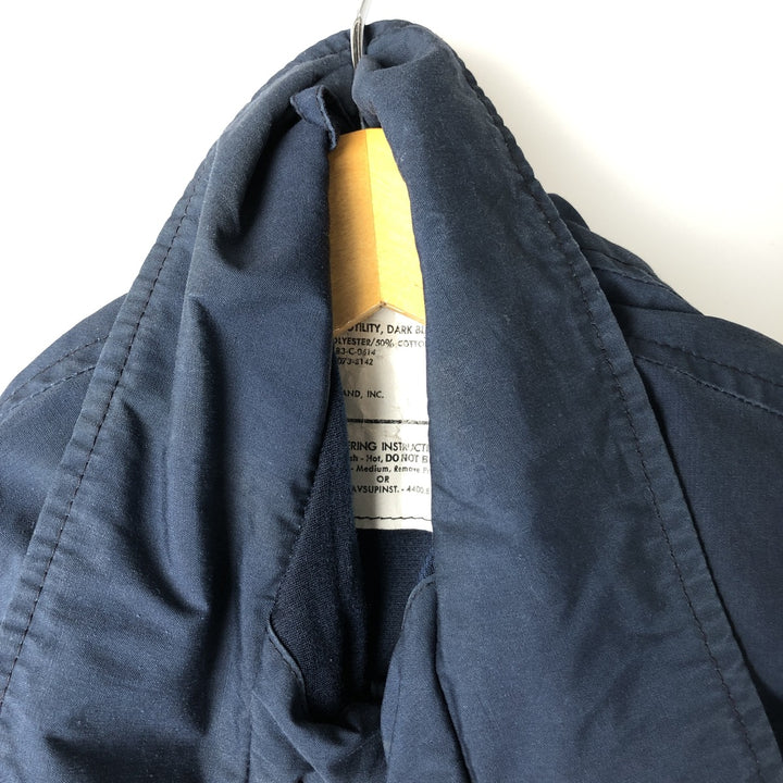 1980'S US Military Utility Jacket, Made in USA, Size 44R, Men's, Size L, Vintage polyester navy blue type Vintage Second Hand
