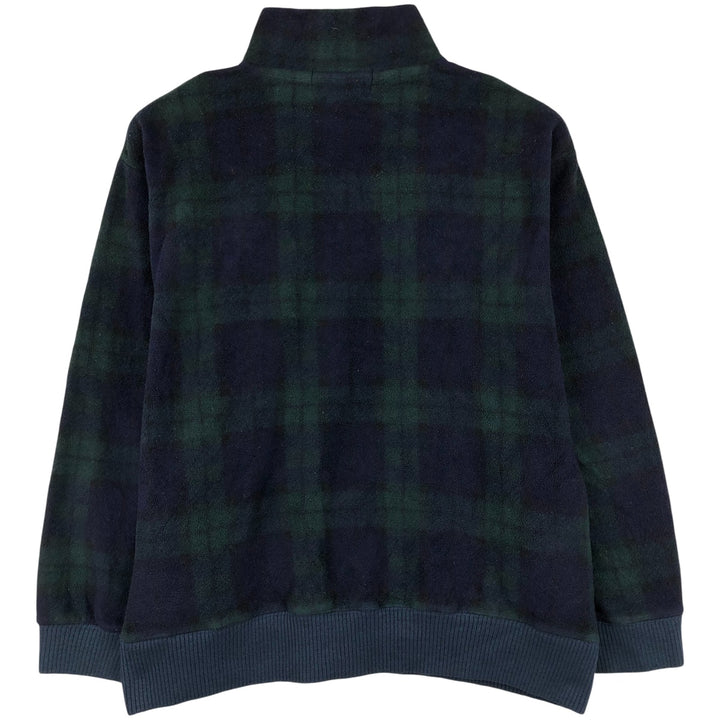 90'S Ralph Lauren Polo Sport Blackwatch Check Half-Zip Fleece Pullover, Men's Size Medium polyester navy blue type Vintage Second Hand
