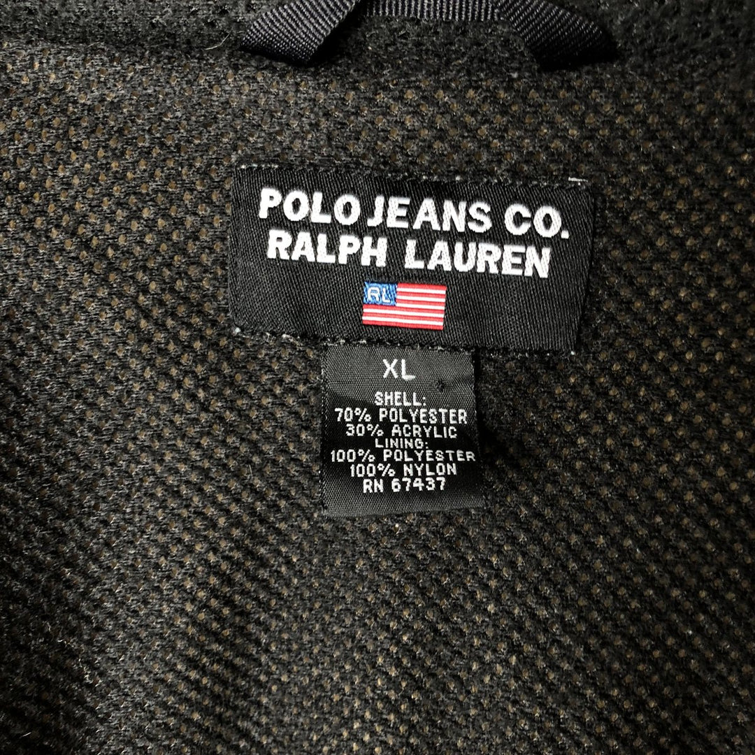 2000'S Ralph Lauren Polo Jeans Company Boa Jacket, Men's Size XL polyester beige type brown Vintage Second Hand