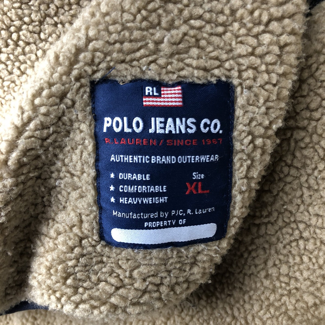 2000'S Ralph Lauren Polo Jeans Company Boa Jacket, Men's Size XL polyester beige type brown Vintage Second Hand