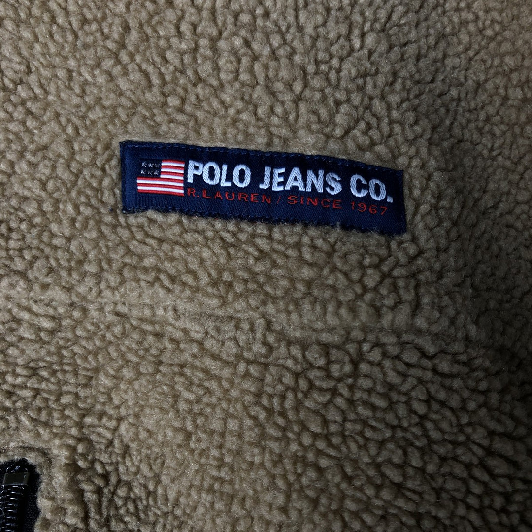 2000'S Ralph Lauren Polo Jeans Company Boa Jacket, Men's Size XL polyester beige type brown Vintage Second Hand