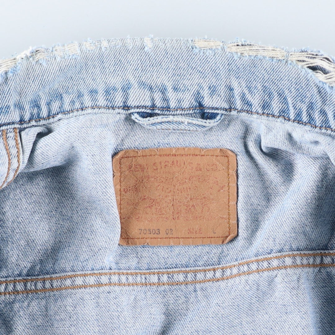 90'S Levi's 70503-0214 denim jacket, denim jacket, men's size L, vintage unclear blue type Vintage Second Hand