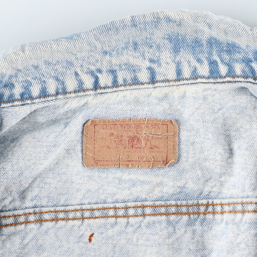90'S Levi's 70506-0217 Chemical Wash Denim Jacket, Made in USA, Men's Size Medium, Vintage cotton blue type Vintage Second Hand