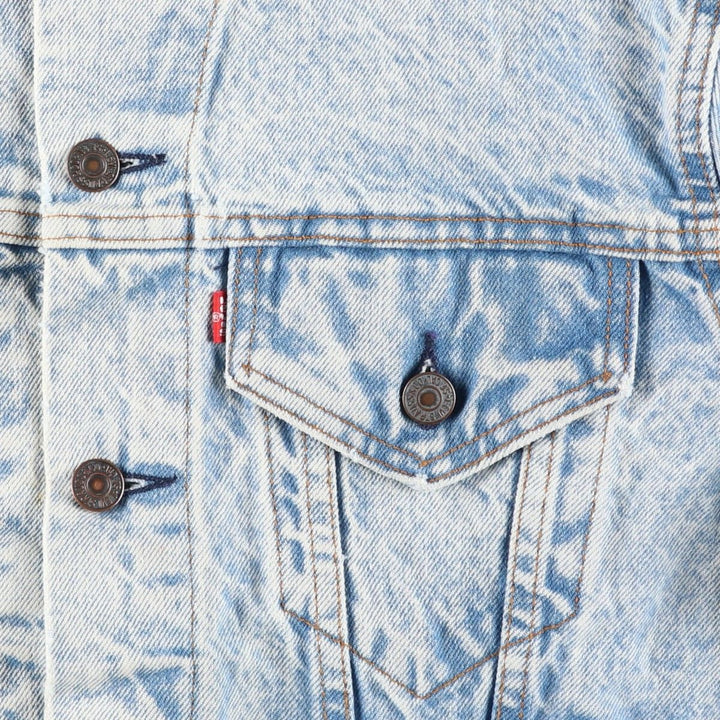 90'S Levi's 70506-0217 Chemical Wash Denim Jacket, Made in USA, Men's Size Medium, Vintage cotton blue type Vintage Second Hand