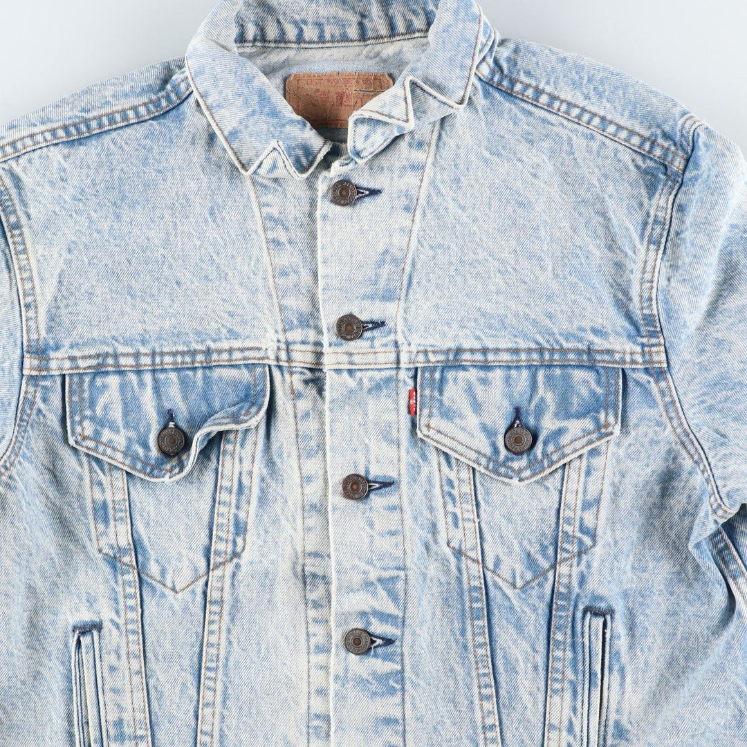 90'S Levi's 70506-0217 Chemical Wash Denim Jacket, Made in USA, Men's Size Medium, Vintage cotton blue type Vintage Second Hand