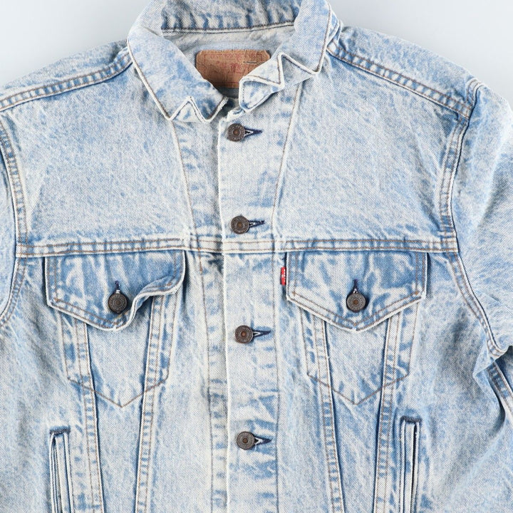 90'S Levi's 70506-0217 Chemical Wash Denim Jacket, Made in USA, Men's Size Medium, Vintage cotton blue type Vintage Second Hand