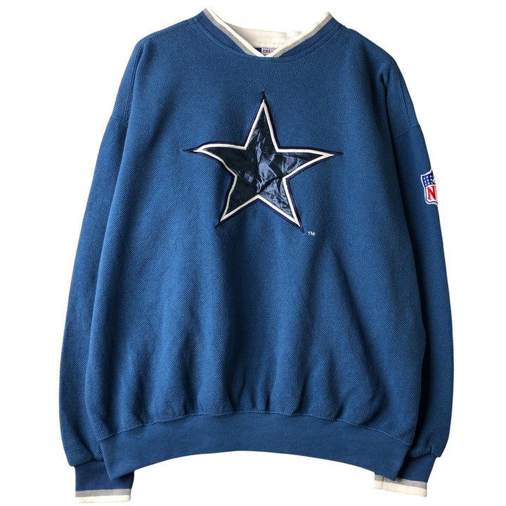 Vintage 90'S Starter NFL Dallas Cowboys Thermal Sweatshirt, Men's Size XL polyester blue type Vintage Second Hand