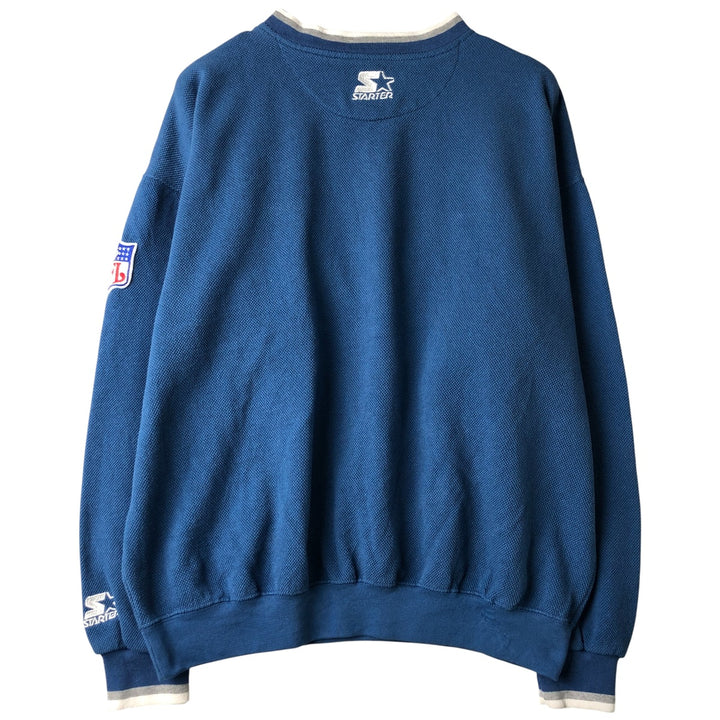Vintage 90'S Starter NFL Dallas Cowboys Thermal Sweatshirt, Men's Size XL polyester blue type Vintage Second Hand