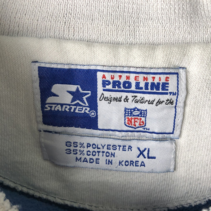 Vintage 90'S Starter NFL Dallas Cowboys Thermal Sweatshirt, Men's Size XL polyester blue type Vintage Second Hand