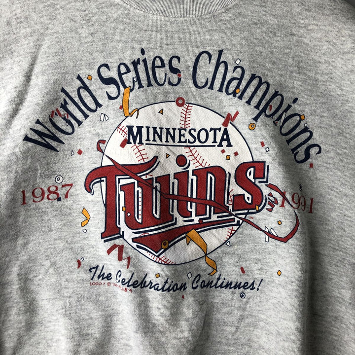 Vintage 90'S Tultex SuperWeight MLB Minnesota Twins Print Sweatshirt, Made in USA, Men's Size XL cotton gray type Vintage Second Hand