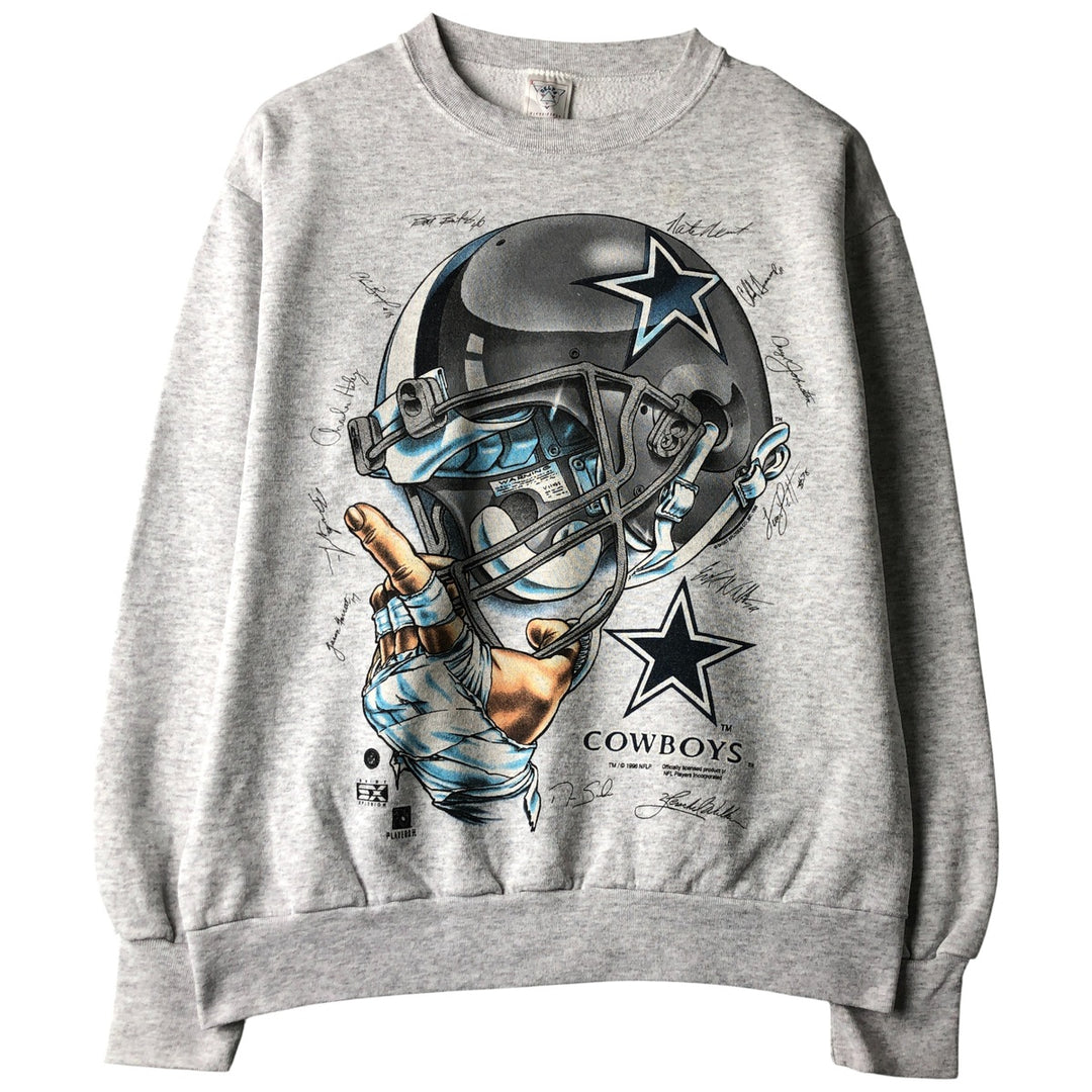 Vintage 90'S Delta NFL Dallas Cowboys print sweatshirt, Made in USA, Men's Size Large polyester gray type Vintage Second Hand