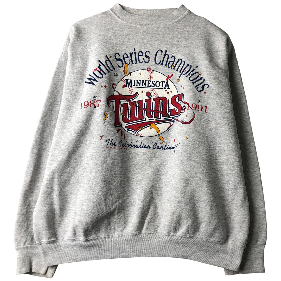 Vintage 90'S Tultex SuperWeight MLB Minnesota Twins Print Sweatshirt, Made in USA, Men's Size XL cotton gray type Vintage Second Hand