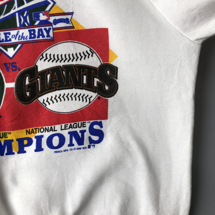 1980'S Anvil MLB 1989 World Series Printed Sweatshirt, Men's Size XL polyester white type Vintage Second Hand