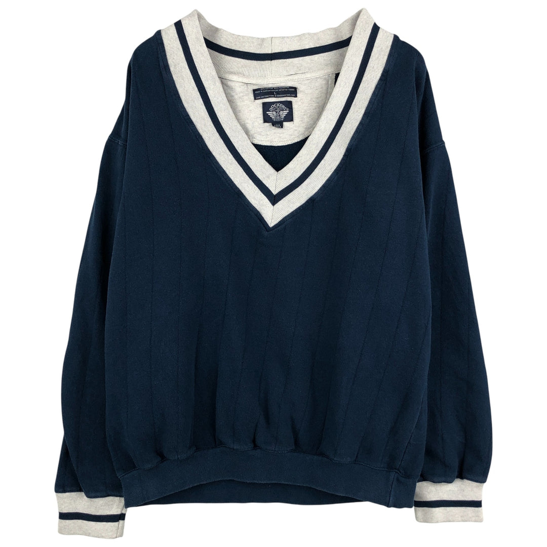 90'S Dockers V-neck sweatshirt, Made in USA, Men's Size L, Vintage cotton navy blue type Vintage Second Hand