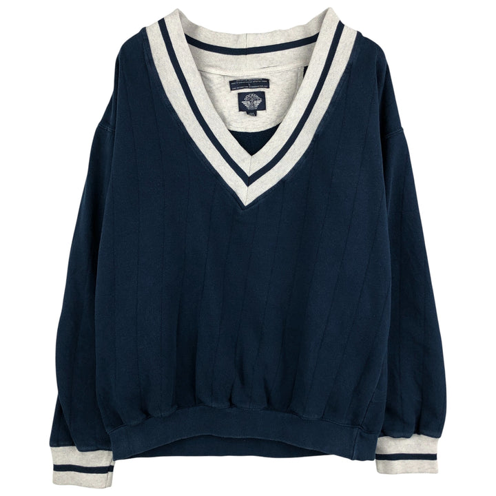 90'S Dockers V-neck sweatshirt, Made in USA, Men's Size L, Vintage cotton navy blue type Vintage Second Hand