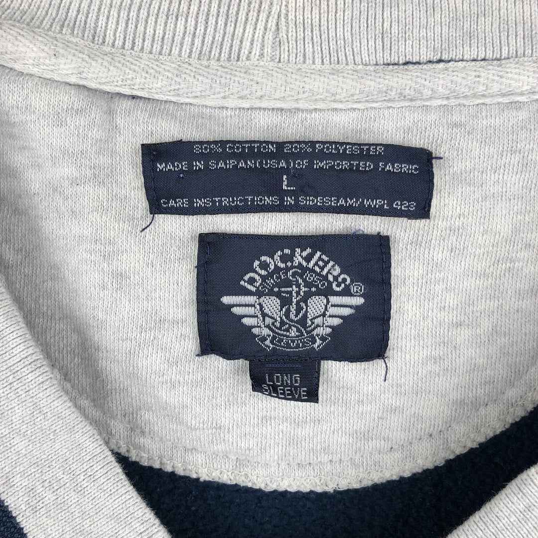 90'S Dockers V-neck sweatshirt, Made in USA, Men's Size L, Vintage cotton navy blue type Vintage Second Hand