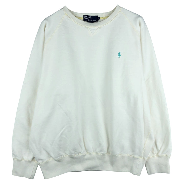 Ralph Lauren POLO by Ralph Lauren One Point Logo Sweatshirt Trainer Men's L size cotton white type Vintage Second Hand