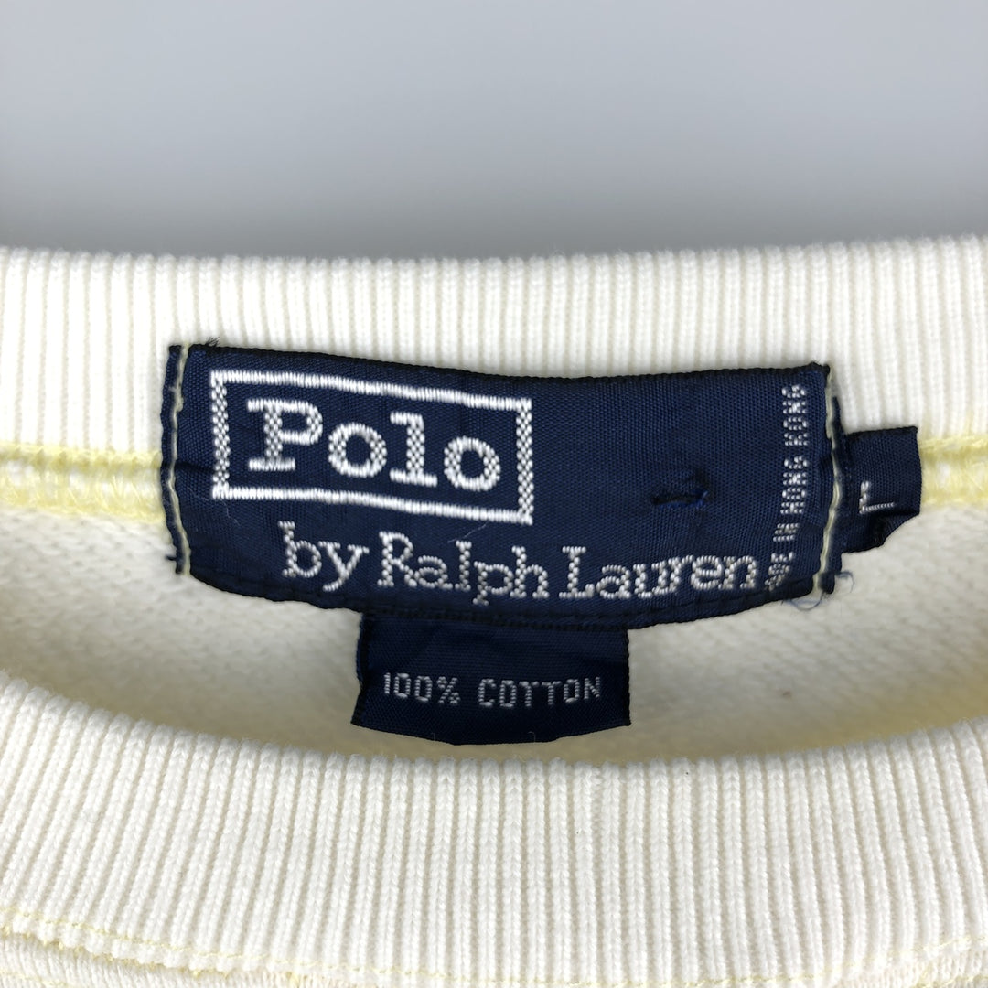 Ralph Lauren POLO by Ralph Lauren One Point Logo Sweatshirt Trainer Men's L size cotton white type Vintage Second Hand