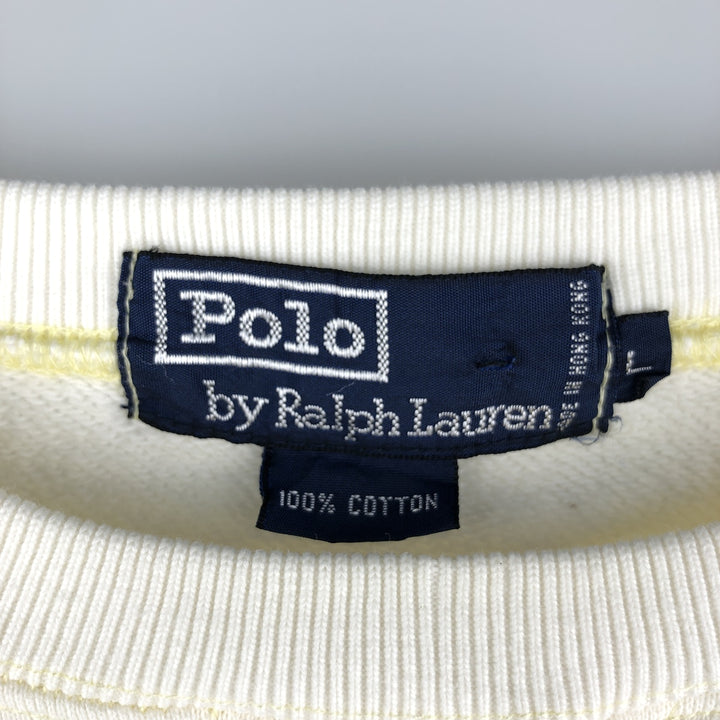 Ralph Lauren POLO by Ralph Lauren One Point Logo Sweatshirt Trainer Men's L size cotton white type Vintage Second Hand