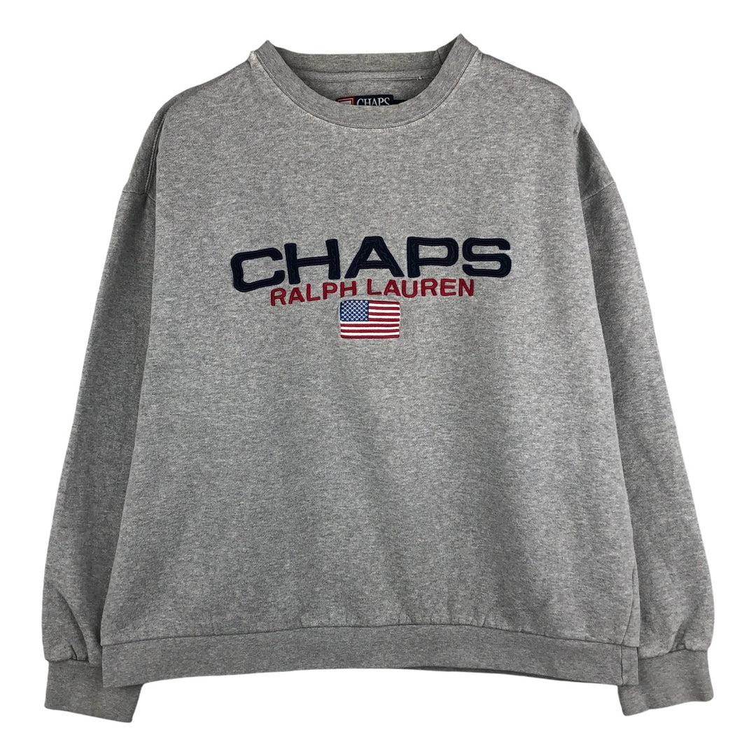 Ralph Lauren CHAPS Stars and Stripes Logo Sweatshirt, Men's Size L cotton gray type Vintage Second Hand