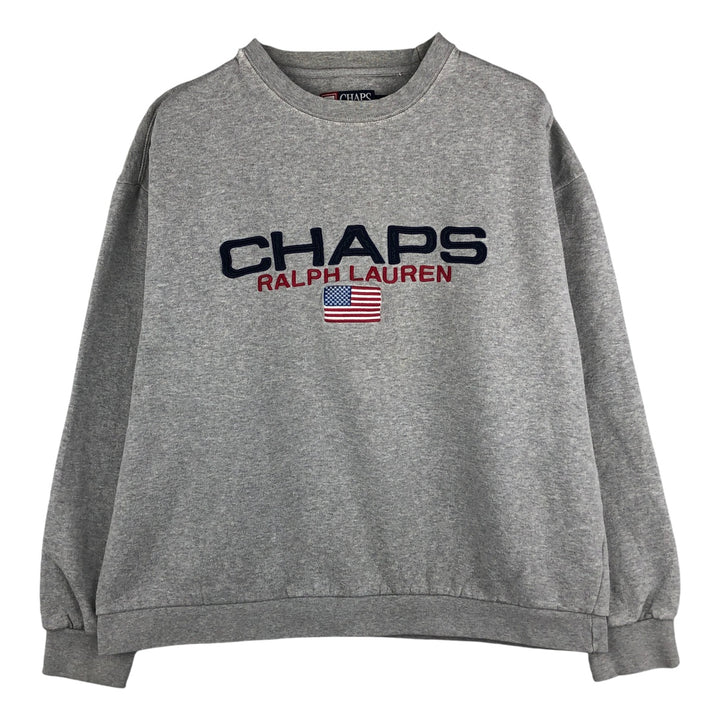 Ralph Lauren CHAPS Stars and Stripes Logo Sweatshirt, Men's Size L cotton gray type Vintage Second Hand