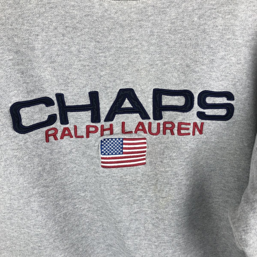 Ralph Lauren CHAPS Stars and Stripes Logo Sweatshirt, Men's Size L cotton gray type Vintage Second Hand