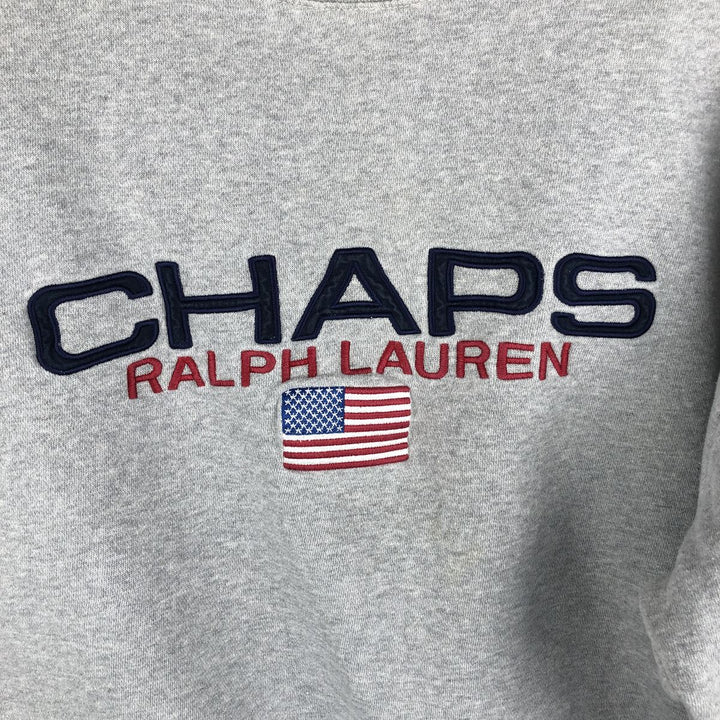 Ralph Lauren CHAPS Stars and Stripes Logo Sweatshirt, Men's Size L cotton gray type Vintage Second Hand
