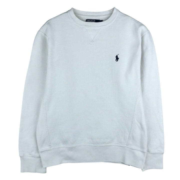 Ralph Lauren POLO by Ralph Lauren One Point Logo Sweatshirt Trainer Men's S Size cotton white type Vintage Second Hand