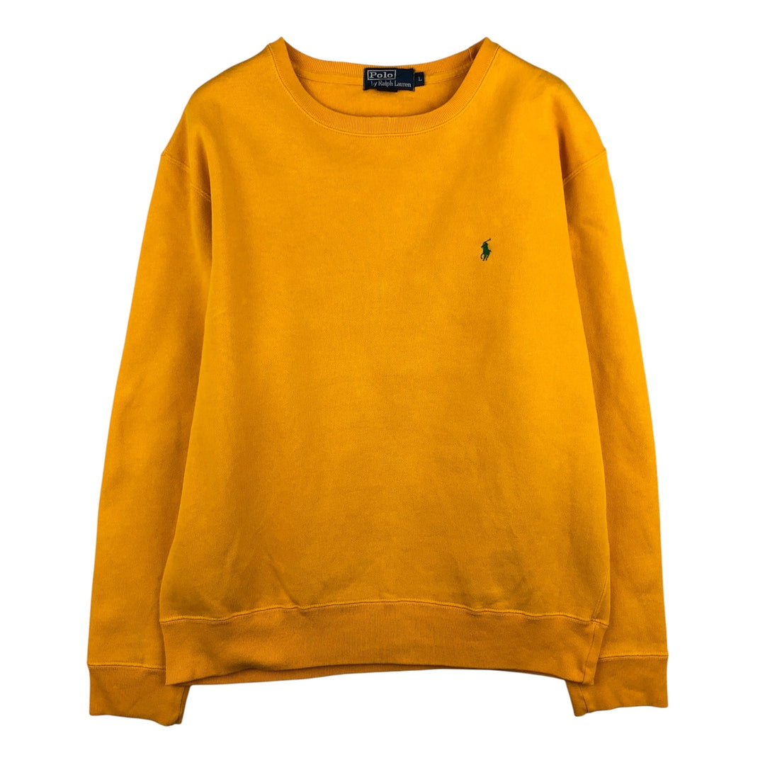 Ralph Lauren POLO by Ralph Lauren One Point Logo Sweatshirt Trainer Men's L size cotton yellow type Vintage Second Hand