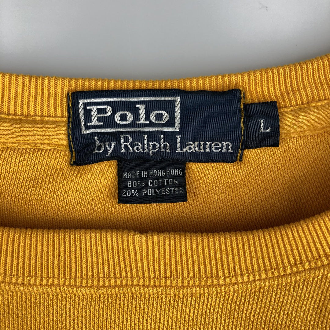 Ralph Lauren POLO by Ralph Lauren One Point Logo Sweatshirt Trainer Men's L size cotton yellow type Vintage Second Hand