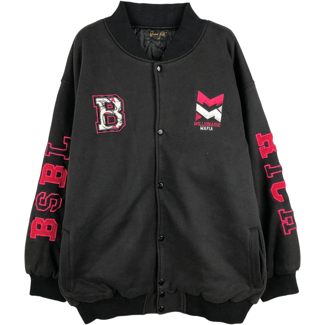 Baseball Rich Padded Varsity Sweat Jacket, Men's XL unclear black type Vintage Second Hand