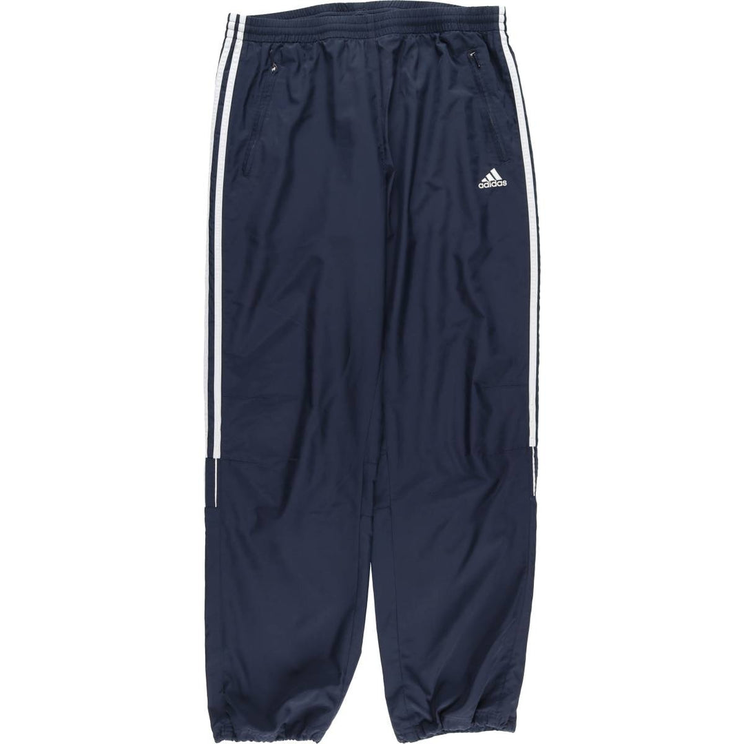 2000'S Adidas warm-up pants, nylon pants, crinkly pants, men's size XXL polyester navy blue type Vintage Second Hand