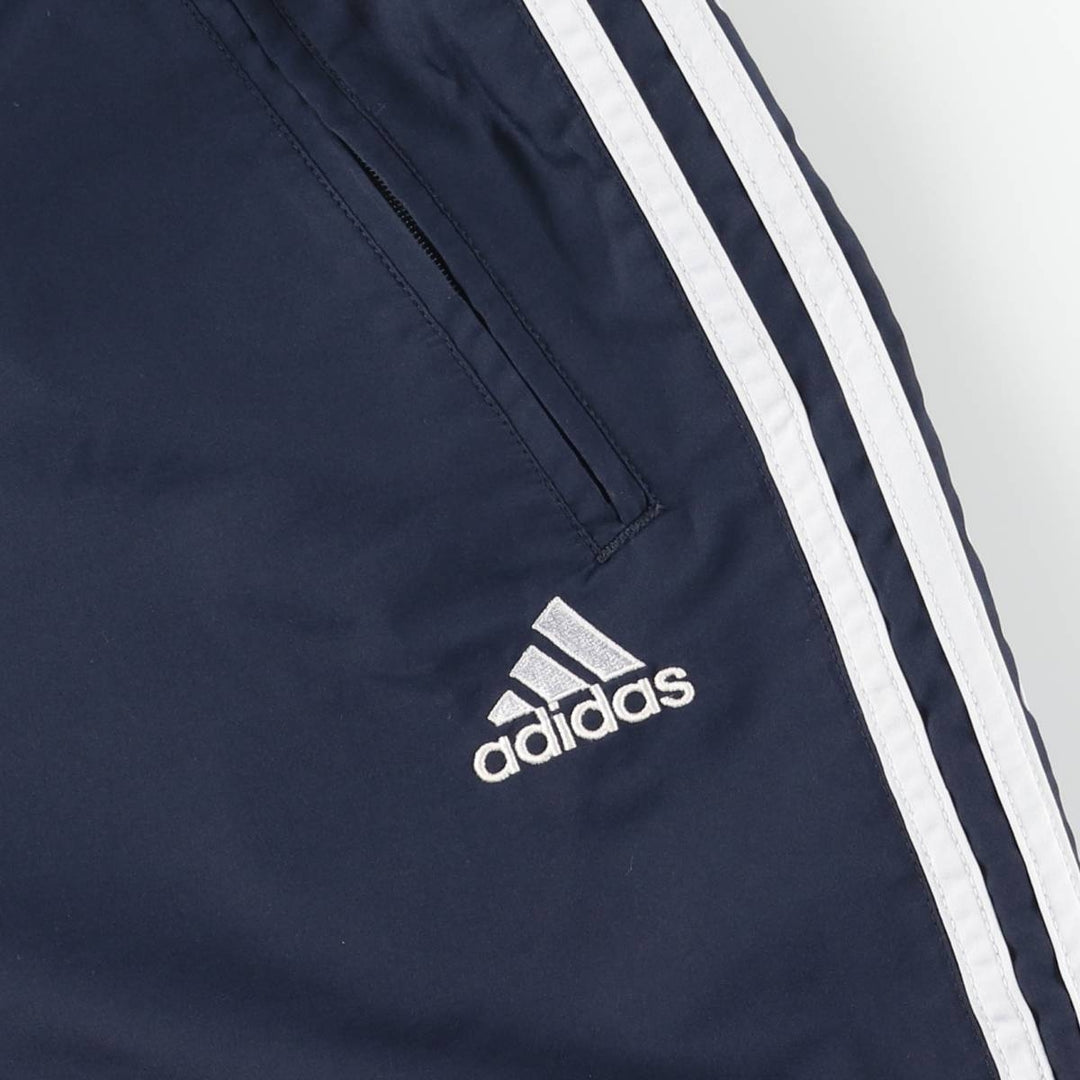 2000'S Adidas warm-up pants, nylon pants, crinkly pants, men's size XXL polyester navy blue type Vintage Second Hand