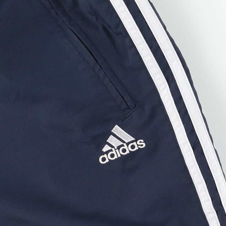 2000'S Adidas warm-up pants, nylon pants, crinkly pants, men's size XXL polyester navy blue type Vintage Second Hand