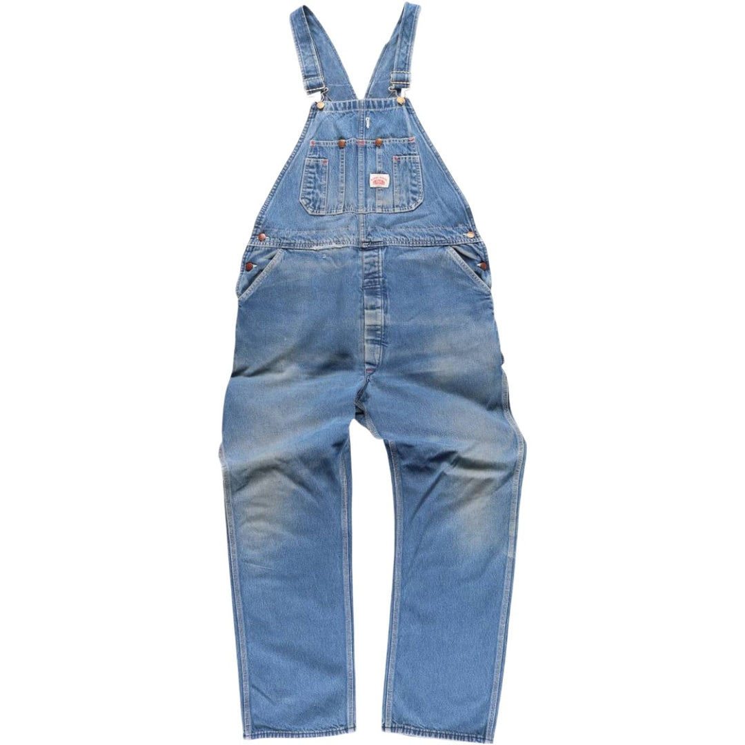 Round House Men's Oversized Denim Overalls, Made in the USA, Size W40 unclear blue type Vintage Second Hand