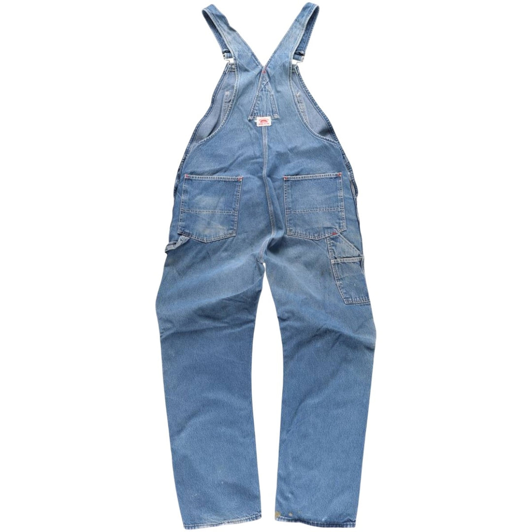 Round House Men's Oversized Denim Overalls, Made in the USA, Size W40 unclear blue type Vintage Second Hand