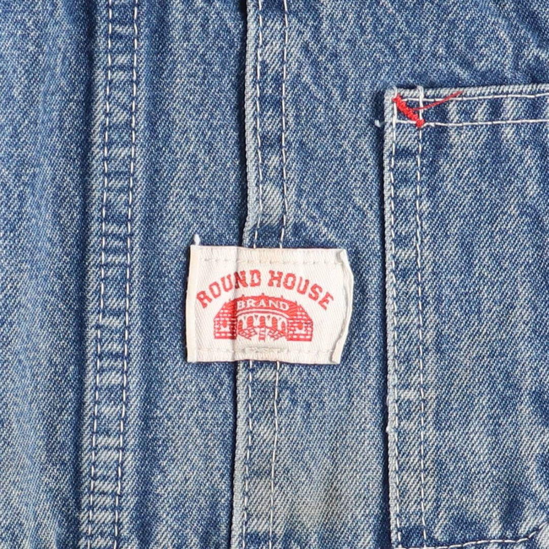 Round House Men's Oversized Denim Overalls, Made in the USA, Size W40 unclear blue type Vintage Second Hand