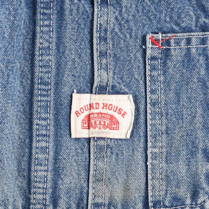 Round House Men's Oversized Denim Overalls, Made in the USA, Size W40 unclear blue type Vintage Second Hand